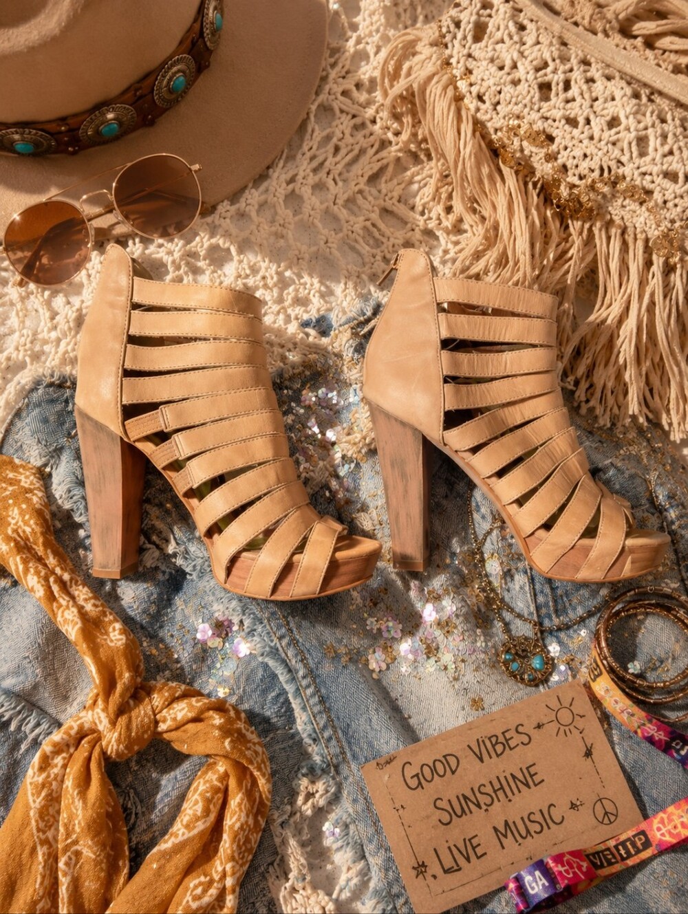 Chinese Laundry Tan Strappy High Heel Sandals